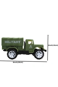 Medium size friction powered plastic army military truck toy green color  (green, Pack of: 1)