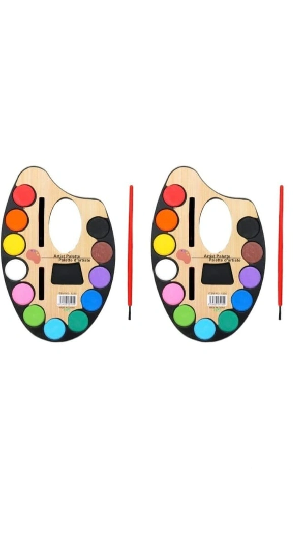 12 Color Watercolor Paint Palette with Brush – Kids School Art & Craft Painting Set"
