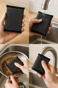 Hardees Kitchen Utensil Scrubber Sponge, Steel Scrubber for Dish Wash & Utensils, Wipes Stainless Steel Scrub (Medium, Pack of 6)