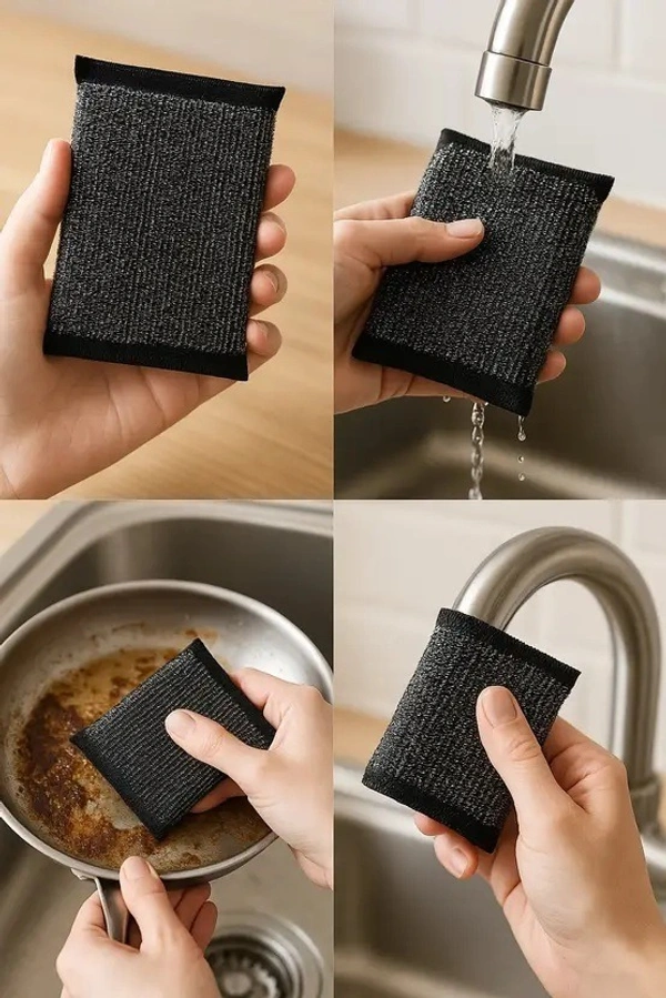 Hardees Kitchen Utensil Scrubber Sponge, Steel Scrubber for Dish Wash & Utensils, Wipes Stainless Steel Scrub (Medium, Pack of 6)