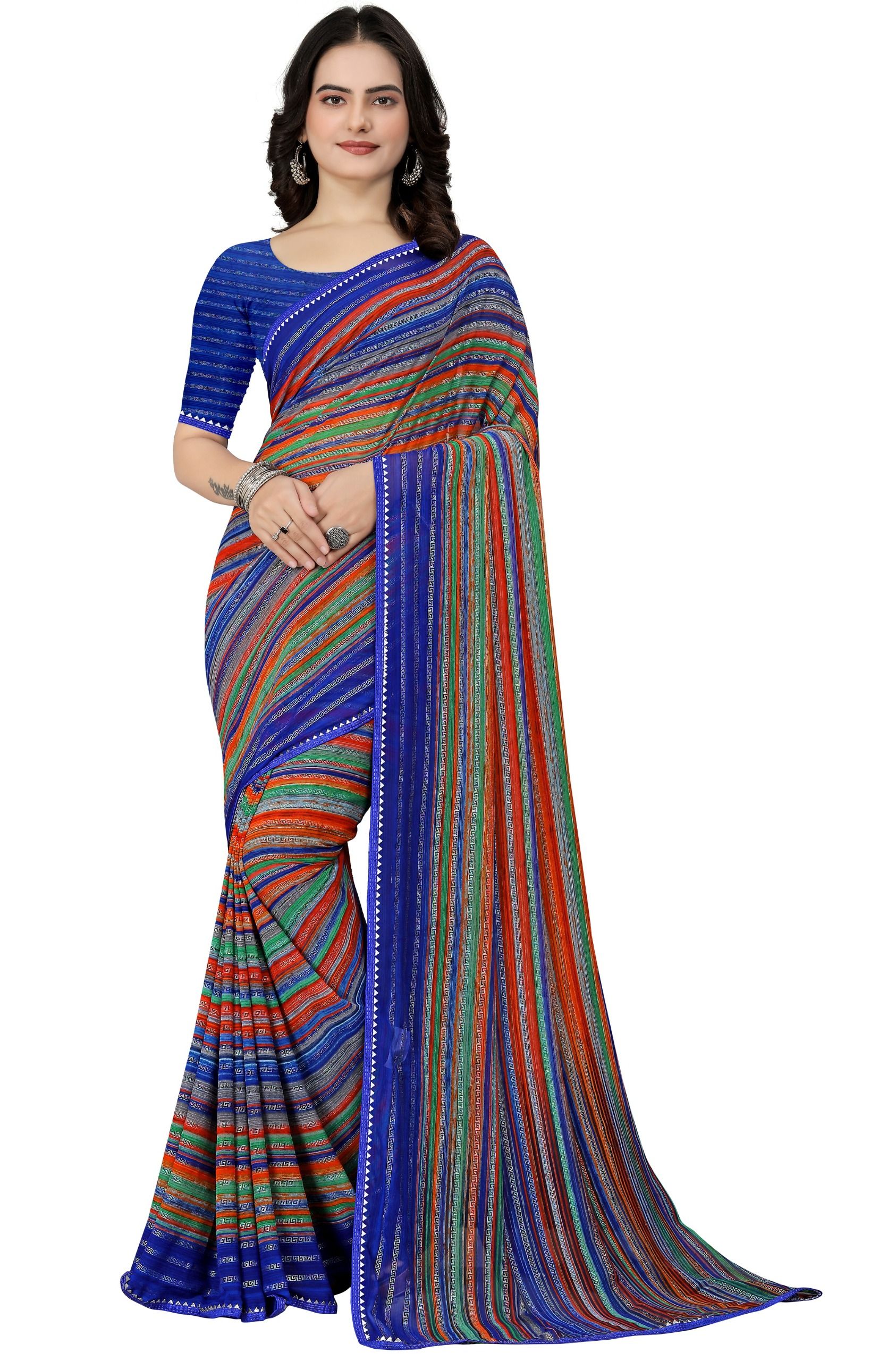 Buy leheriya multicolor georgette saree with blouse Online In India At  Discounted Prices