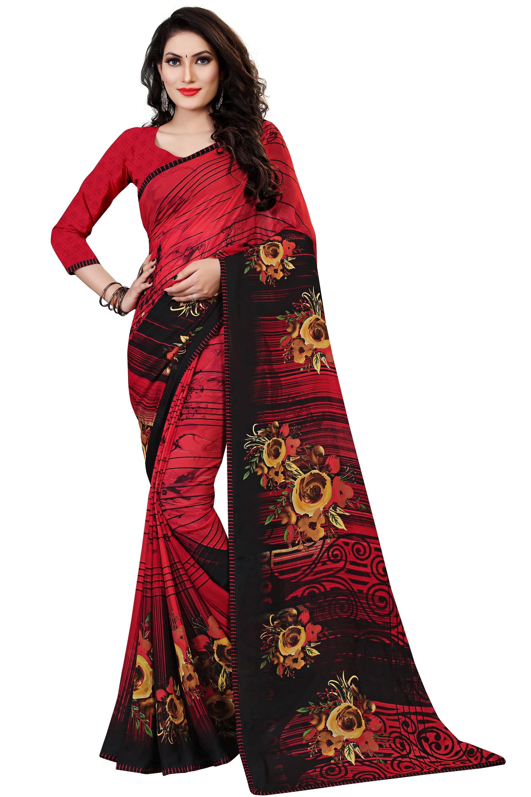 Border Pink And Maroon Daily Wear Georgette Saree, 5.4m at Rs 899 in Surat