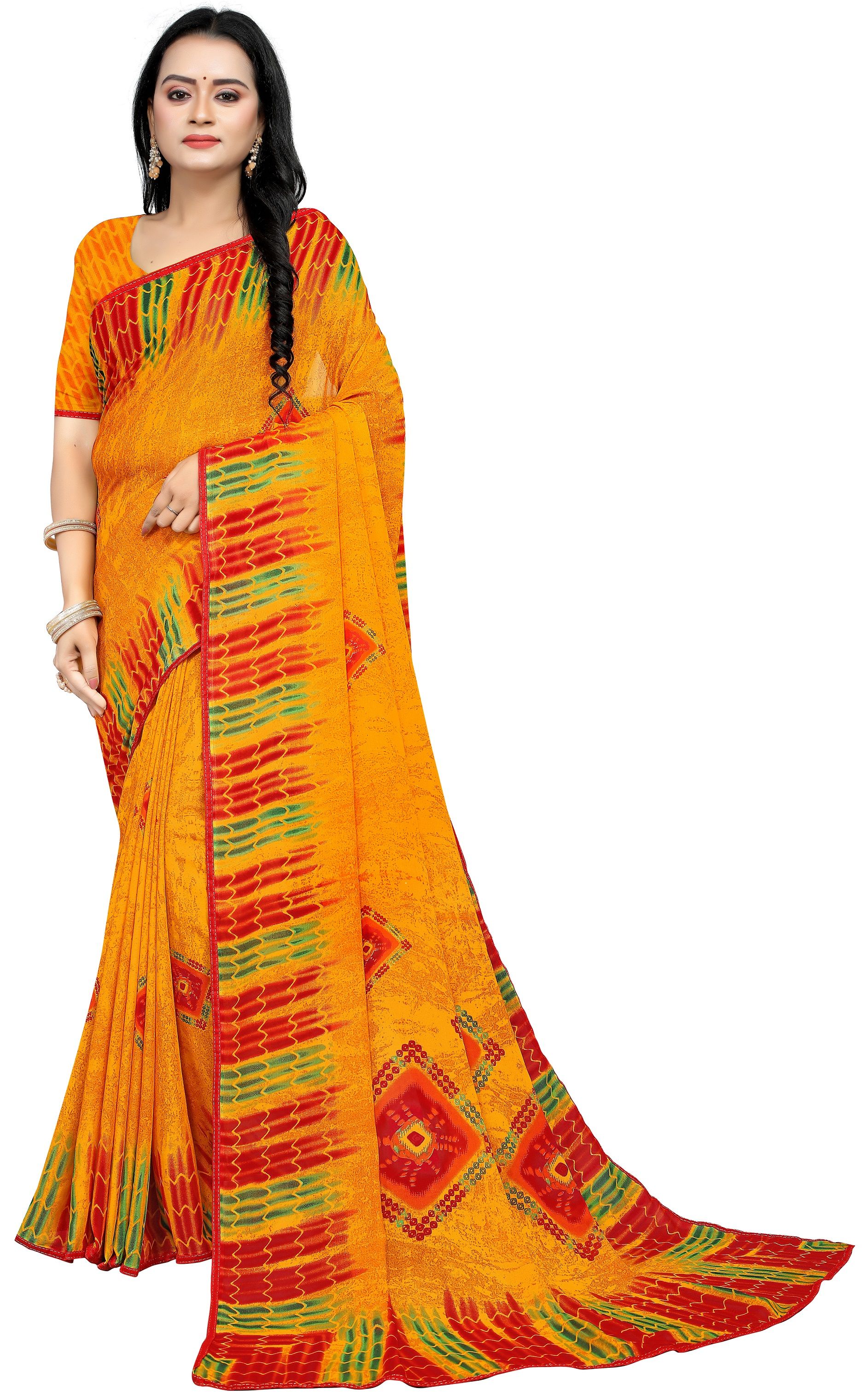 Saroj Khusi Georgette Daily Wear Brasso Exclusive Printed Sarees