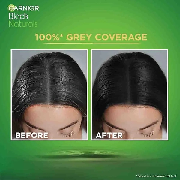 Garnier, Hair Colouring Crème, 100% Grey Coverage, Softening and Increased Shine, Black Naturals, 2.0 Original Black, 20g + 20ml - Black, 20g