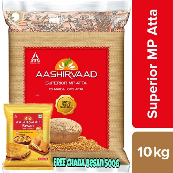 Aashirwad Atta (500g Besan Free) आशीर्वाद आटा - 10Kg