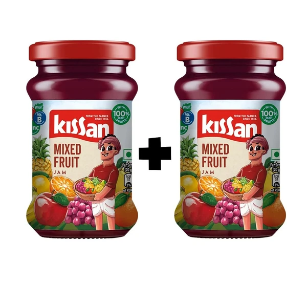Kissan Jam Mixed Fruit   - 200+200g = 400g, 1+1 = 2 Ps