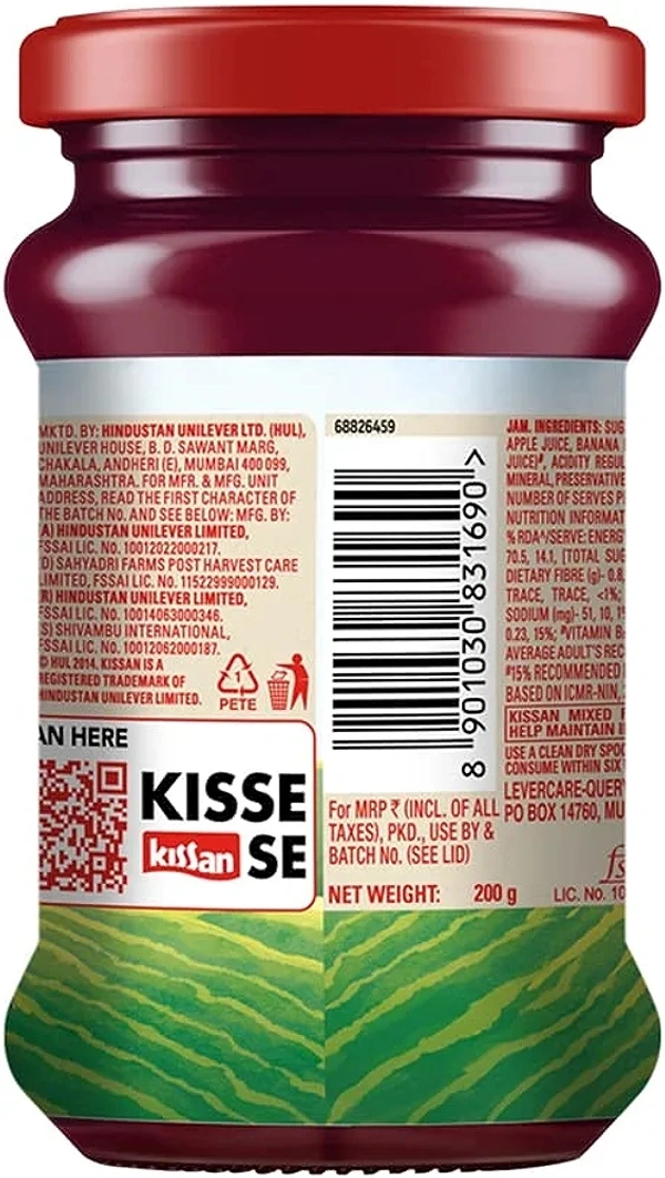 Kissan Jam Mixed Fruit   - 200+200g = 400g, 1+1 = 2 Ps