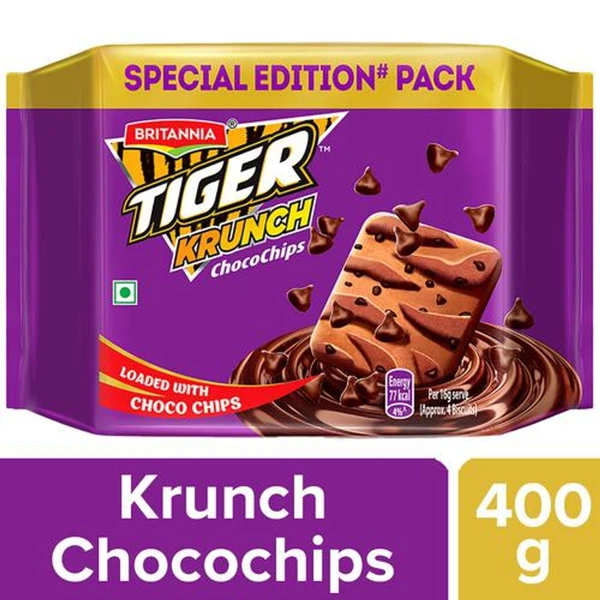 Britannia Tiger Current ChocoChip Biscuit ब्रिटानिया टाइगर करंट चॉकोचिप बिस्किट - 400g