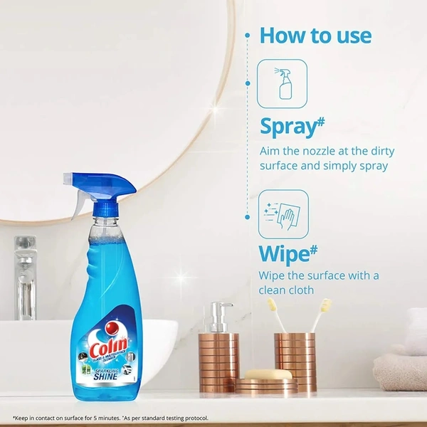 Colin  Glass and Surface Cleaner Liquid India's #1 Glass Cleaner for Car, Kitchen and Home Surfaces | Multi Surface Cleaner - 500ml