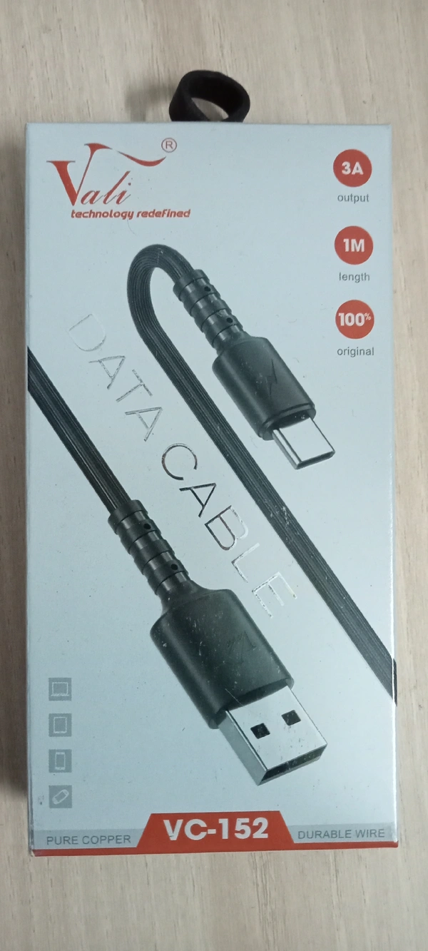 VALI VC 152 DATA CABLE 3.1 A. PURE COPPER FAST CHARGING - Black