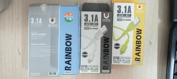 RAINBOW TURBO FAST CHARGING DATA CABLE 3.1A - Curious Blue