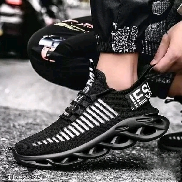 Black Printed Sneakers For Men - Black, 10