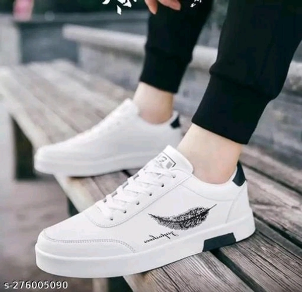 Urbanbox Black Printed Sneakers For Men - White, 6