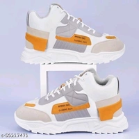 Rapidbox RapidBox Men White-Orange Casual Shoes - 9