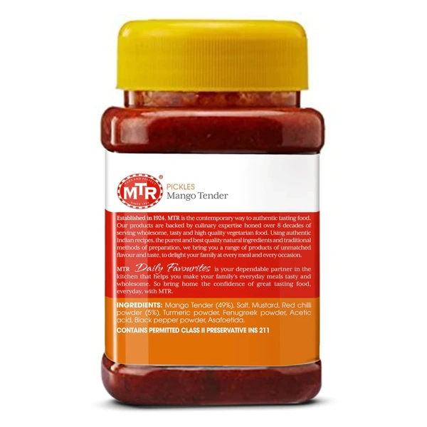 MTR Mango Full Pickle 300 g MTR  ಮಾವಿನಕಾಯಿ ಪೂರ್ಣ ಉಪ್ಪಿನಕಾಯಿ 300 ಗ್ರಾಂ - 300g