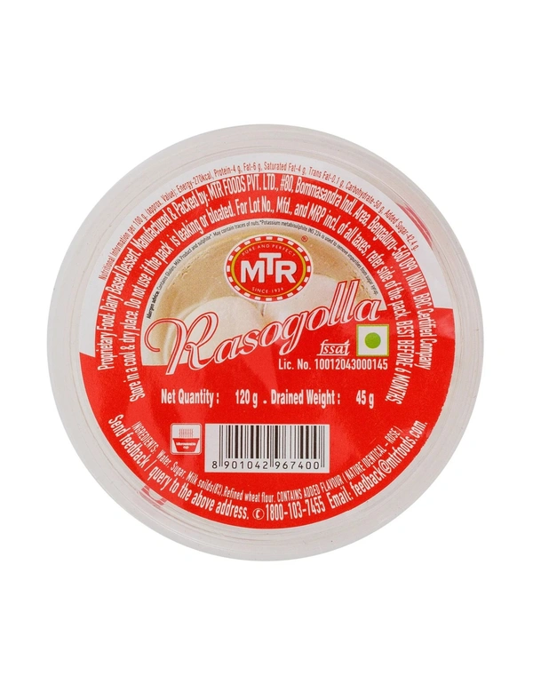 MTR Rasogolla Portion Pack 120 g MTR  ರಸಗೊಲ್ಲ ಪೋರ್ಷನ್ ಪ್ಯಾಕ್ 120 ಗ್ರಾಂ - 120g
