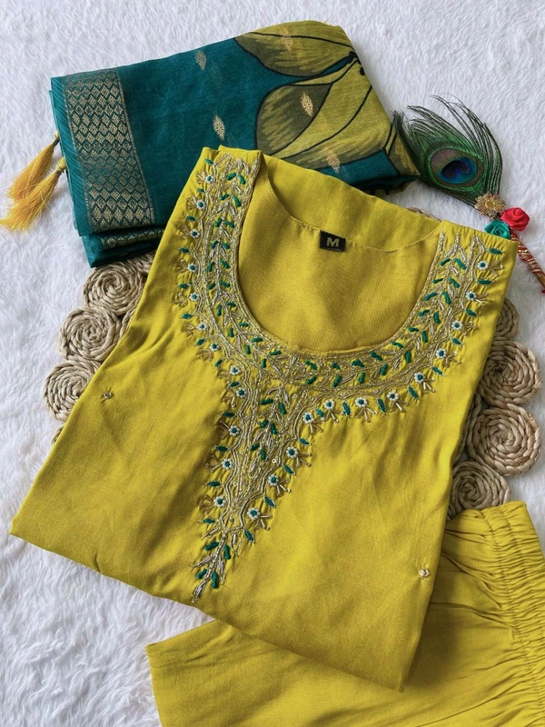 GabaTimes  Launching New Designers Kurti Pent Dupatta Set - colour 2, M
