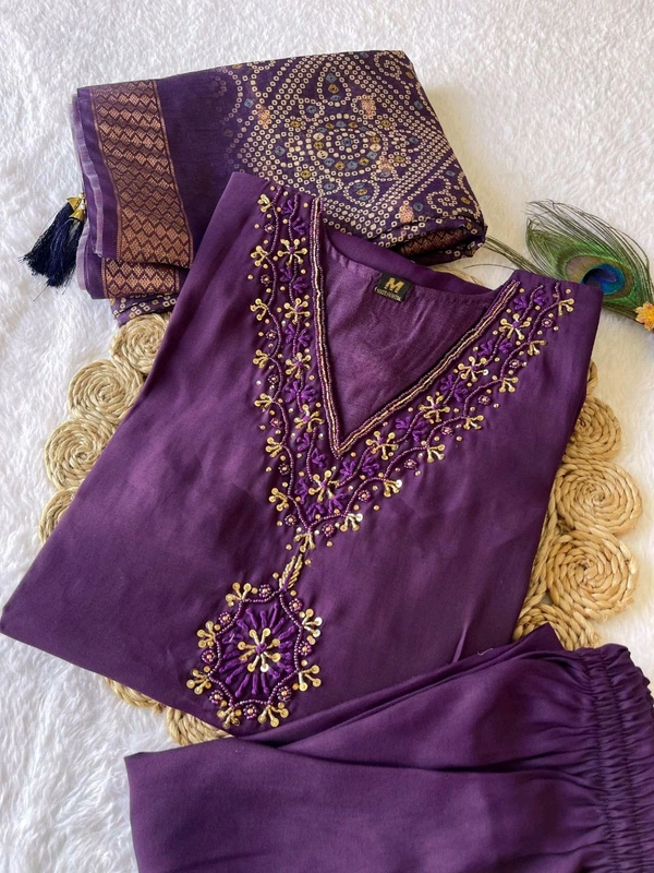 GabaTimes  Launching New Designers Kurti Pent Dupatta Set - colour 1, M