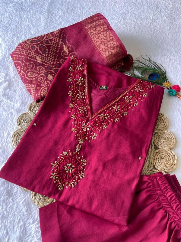 GabaTimes  Launching New Designers Kurti Pent Dupatta Set - colour 2, XL