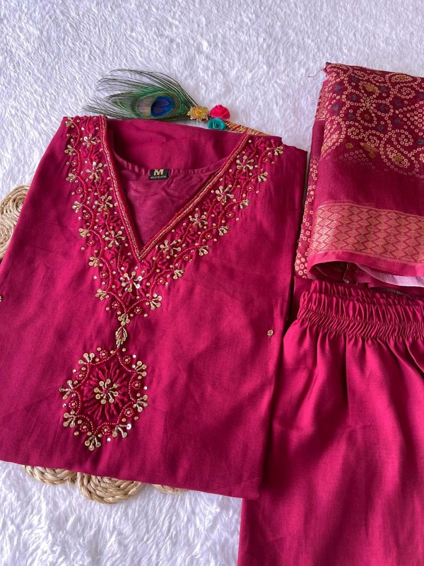 GabaTimes  Launching New Designers Kurti Pent Dupatta Set - colour 2, XL
