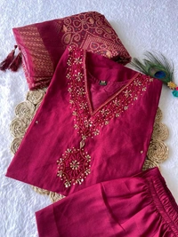 GabaTimes  Launching New Designers Kurti Pent Dupatta Set - colour 2, XL