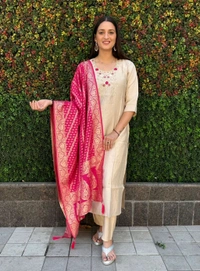 GabaTimes  New Designer Kurti Pant Duppta Set Collection  - XL