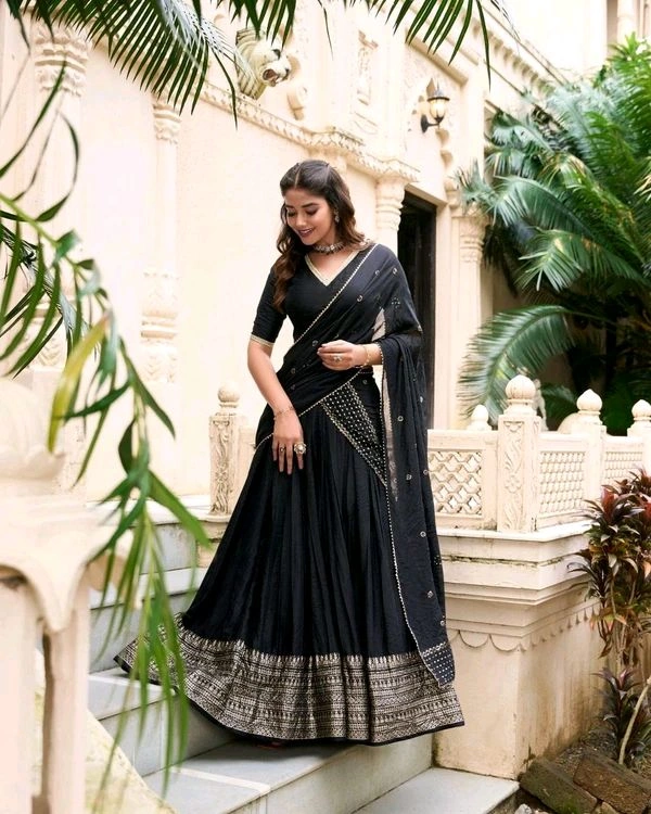 GabaTimes  Pure Chanderi Plain Lehenga  - colour 2, Unstitched Blouse