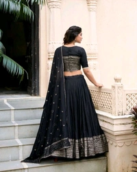 GabaTimes  Pure Chanderi Plain Lehenga  - colour 2, Unstitched Blouse
