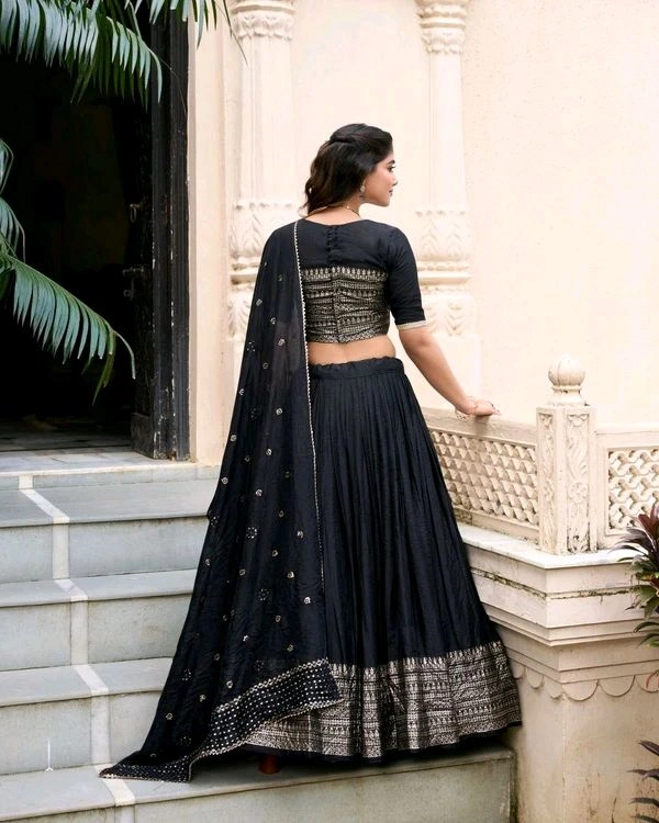 GabaTimes  Pure Chanderi Plain Lehenga  - colour 2, Unstitched Blouse