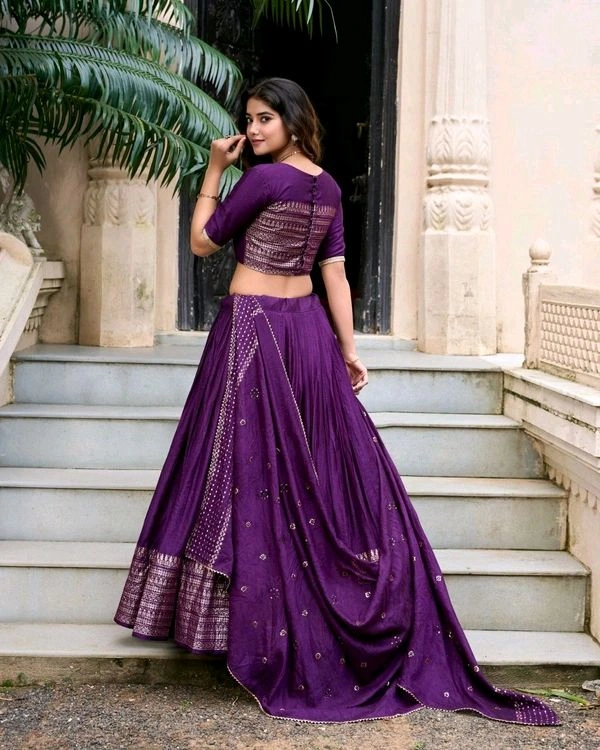 GabaTimes  Pure Chanderi Plain Lehenga  - colour 6, Unstitched Blouse