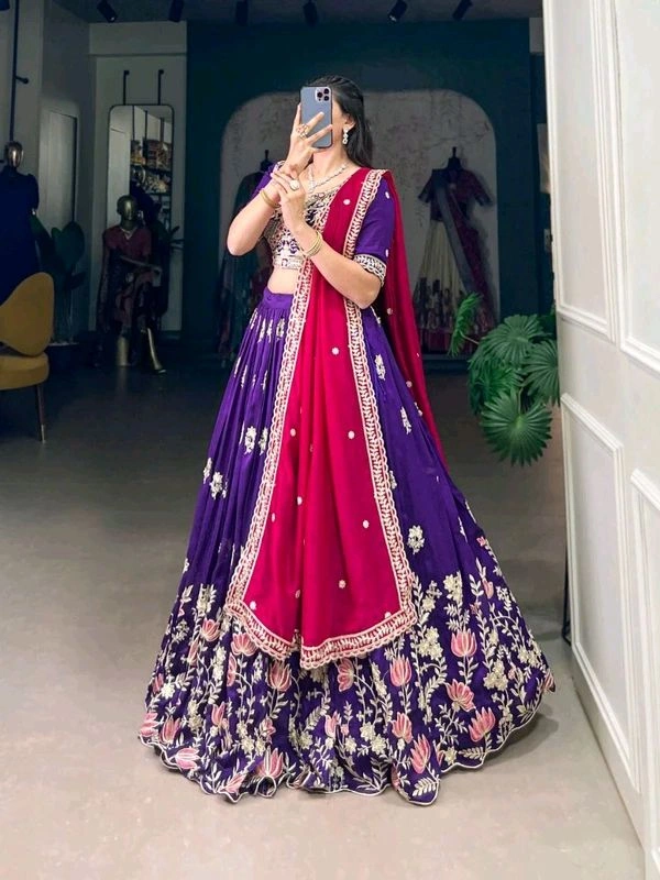 GabaTimes  Lehengas Collection 2025 - Unstitched Blouse, Blouse Size ( L )