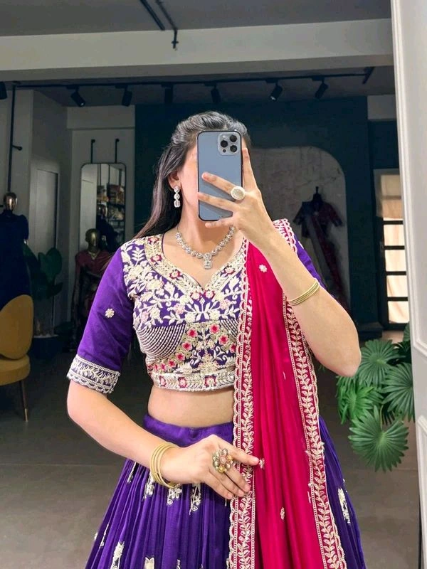 GabaTimes  Lehengas Collection 2025 - Unstitched Blouse, Blouse Size ( L )