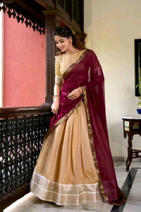 GabaTimes  Kanchipuram Lehengas  - colour 1, Blouse Size (Xs), Stitched Blouse