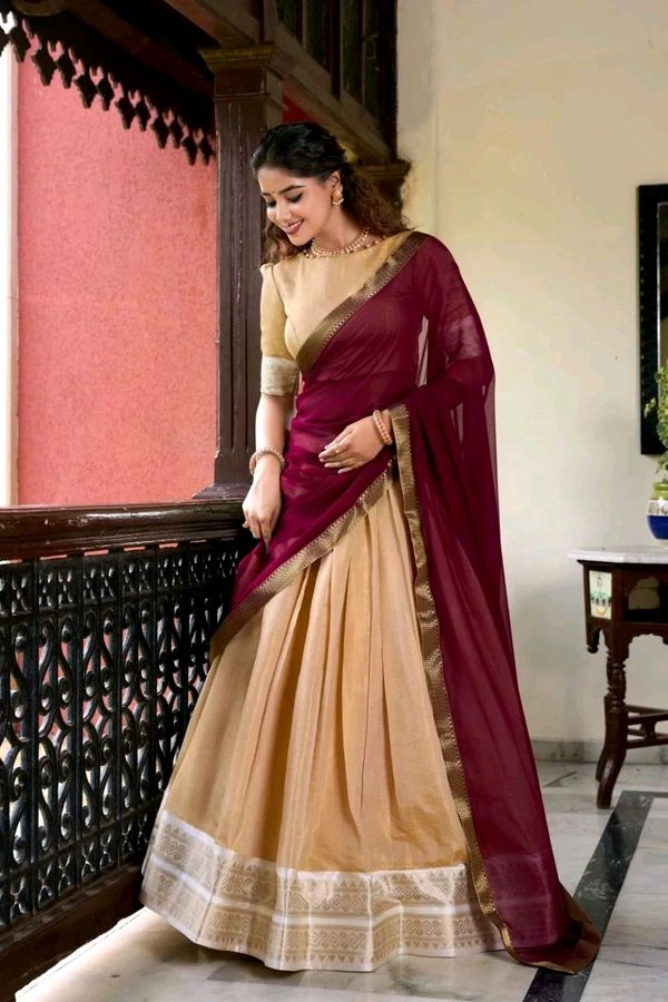 GabaTimes  Kanchipuram Lehengas  - colour 1, Blouse Size (Xs), Stitched Blouse