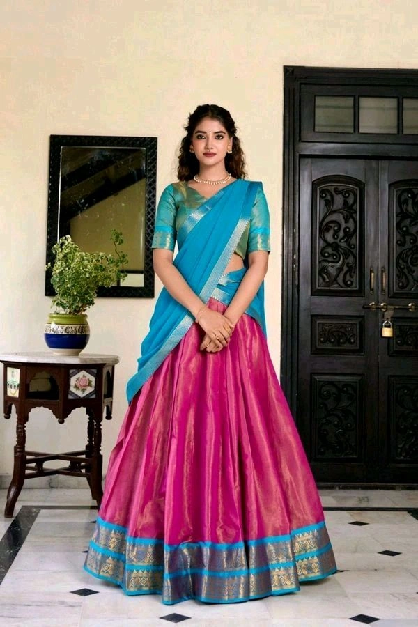 GabaTimes  Kanchipuram Lehengas  - colour 3, Blouse Size(M), Stitched Blouse