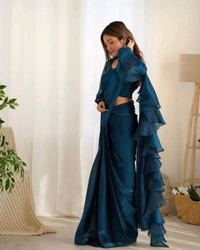 gabatimes READY TO WEAR PREDRAPPED REAY TO WEAR SAREE  - colour 1, L