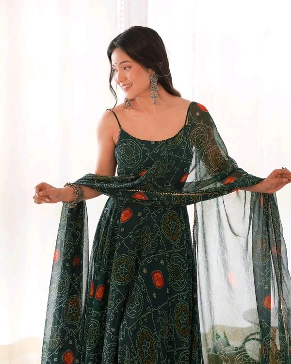 GabaTimes  PRESENTING NEW DESIGNER GOWN DUPPTA PENT SET READY TO WEAR FULLY STTICHED - colour 2, Xl