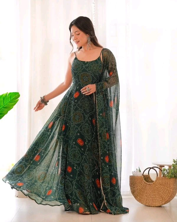 GabaTimes  PRESENTING NEW DESIGNER GOWN DUPPTA PENT SET READY TO WEAR FULLY STTICHED - colour 2, Xl