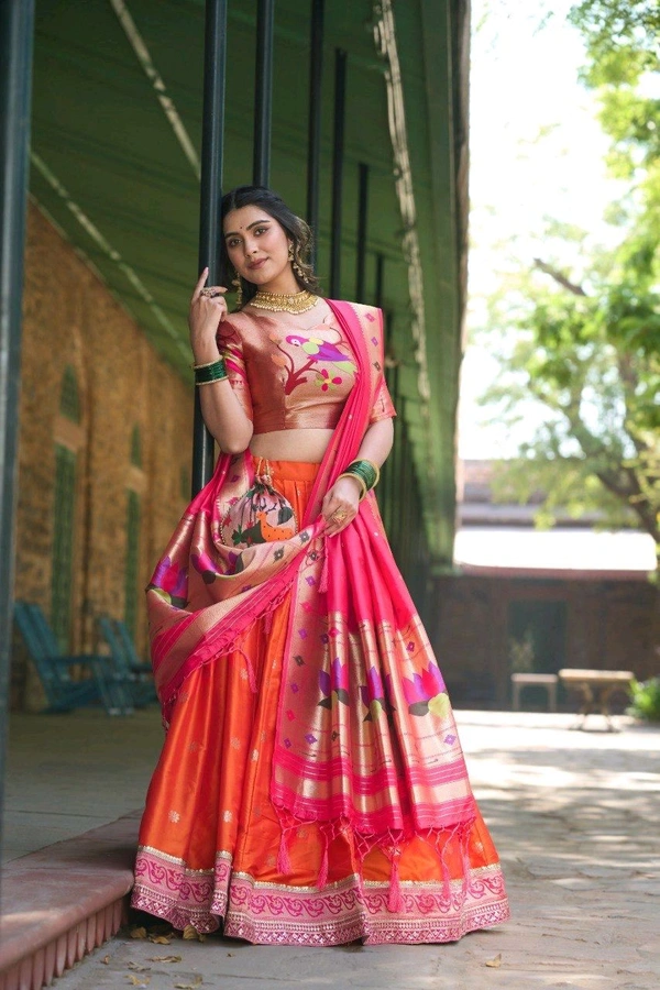 GabaTimes  Paithani Lehenga Collection  - colour 1, Blouse Size (Xs), Unstitched Blouse