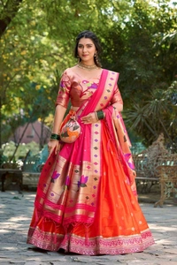 GabaTimes  Paithani Lehenga Collection  - colour 1, Blouse Size (Xs), Unstitched Blouse