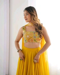 GabaTimes  Designer Fully Stitched Lehenga  - Xs, Yellow