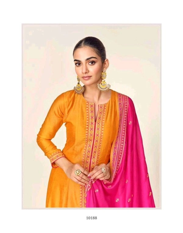 GabaTimes  Designer Anarkali Suit Set  - Orange, L
