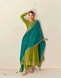 GabaTimes  Designer Anarkali Suit Set  - Mehndi, M