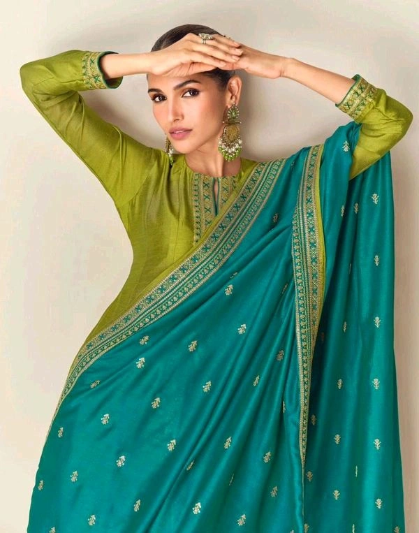 GabaTimes  Designer Anarkali Suit Set  - Mehndi, M