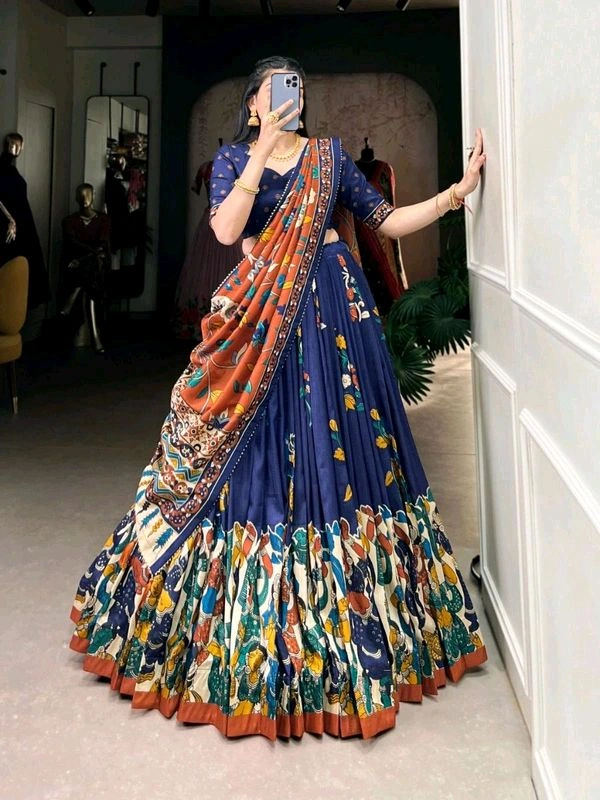 GabaTimes  New Designer Lehenga Collection  - Navy Blue, Stitched Blouse, Blouse Size (Xs)