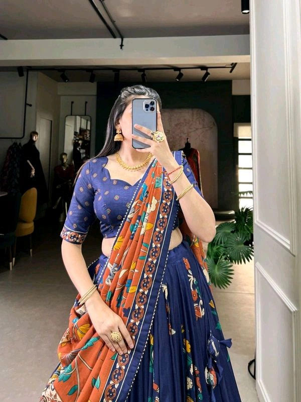 GabaTimes  New Designer Lehenga Collection  - Navy Blue, Stitched Blouse, Blouse Size (Xs)