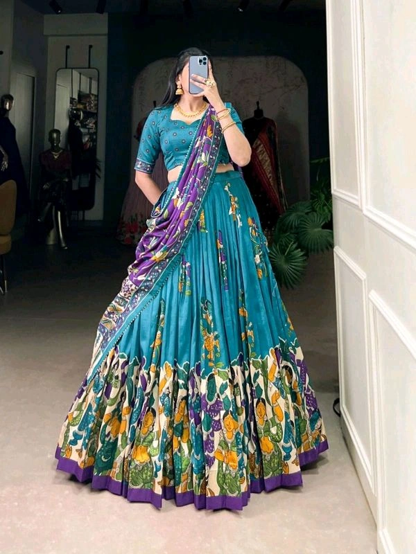 GabaTimes  New Designer Lehenga Collection  - Sky blue, Unstitched Blouse, Blouse Size (S)
