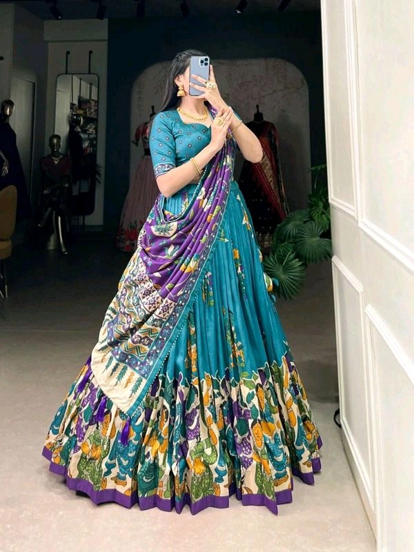 GabaTimes  New Designer Lehenga Collection  - Sky blue, Unstitched Blouse, Blouse Size (S)