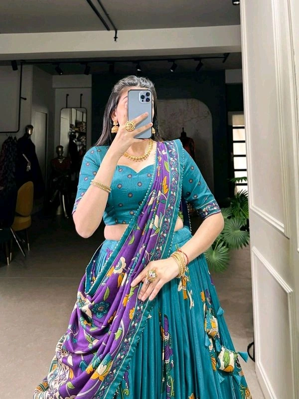 GabaTimes  New Designer Lehenga Collection  - Sky blue, Unstitched Blouse, Blouse Size (S)