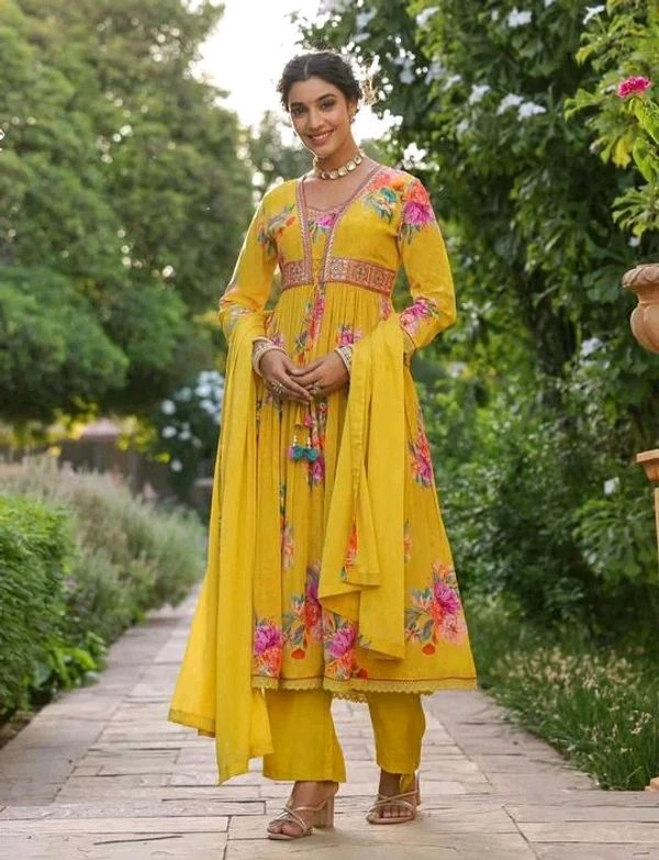 GabaTimes  Designer Anarkali Suit Set Collection  - Yellow, Xl